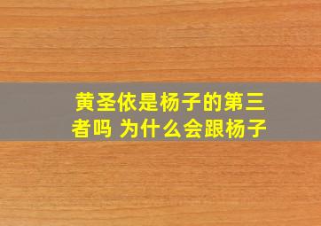 黄圣依是杨子的第三者吗 为什么会跟杨子